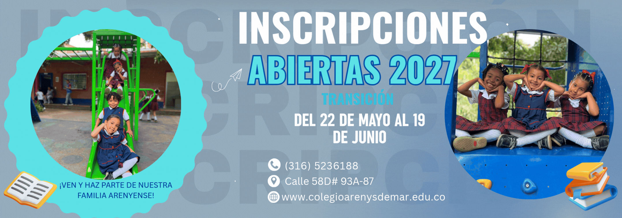 Azul y Naranja Diseño Moderno Inscripción Escolar Banner (5)